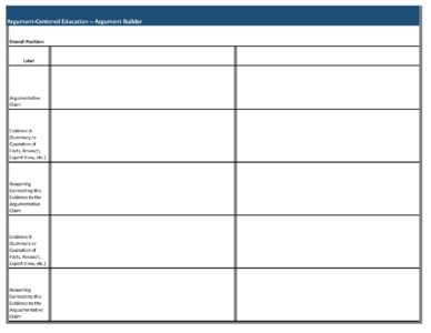 Click here to download an Argument Builder Form.  