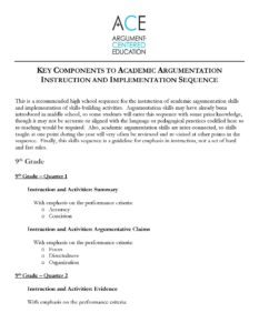 Click here to download the HS academic argumentation instruction and implementation sequence.