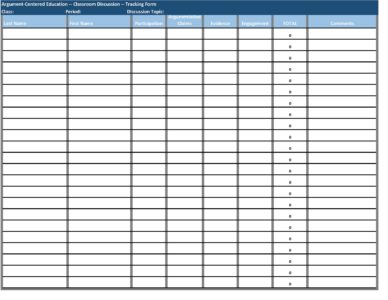 Click here to download our universal discussion assessment tracking form. 