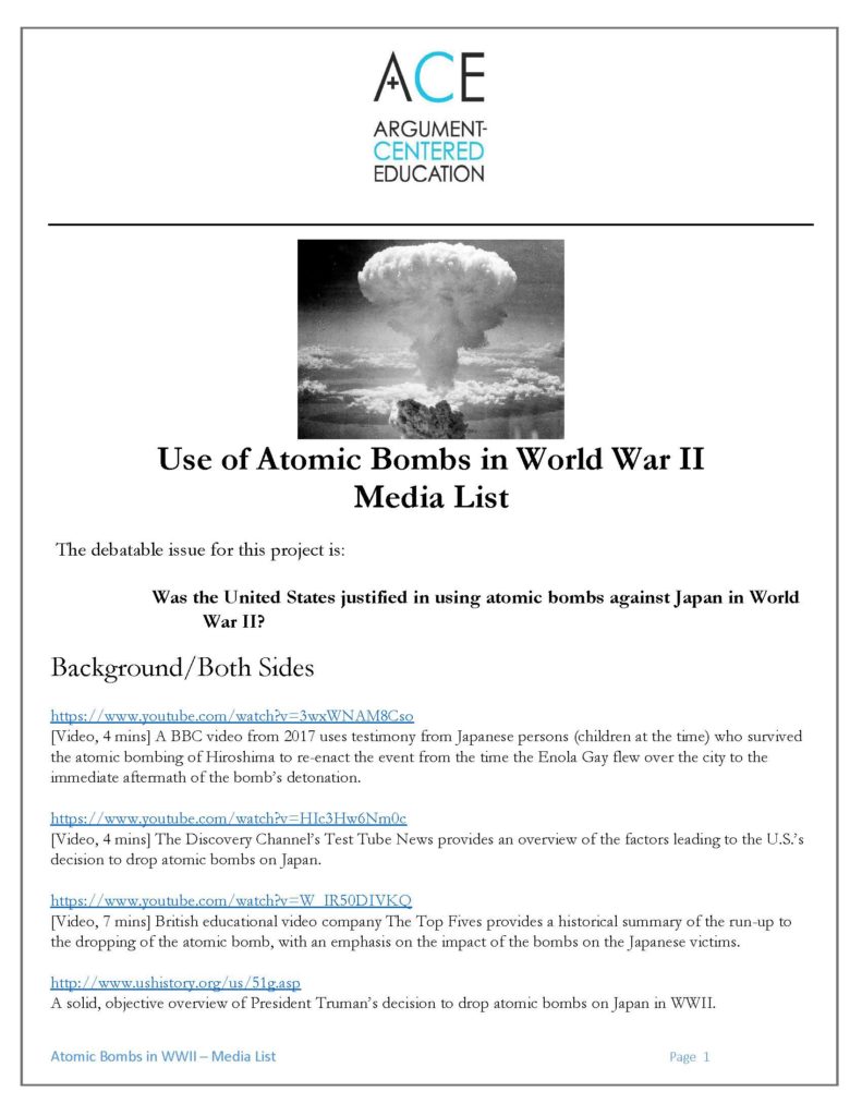 was the atomic bomb justified essay