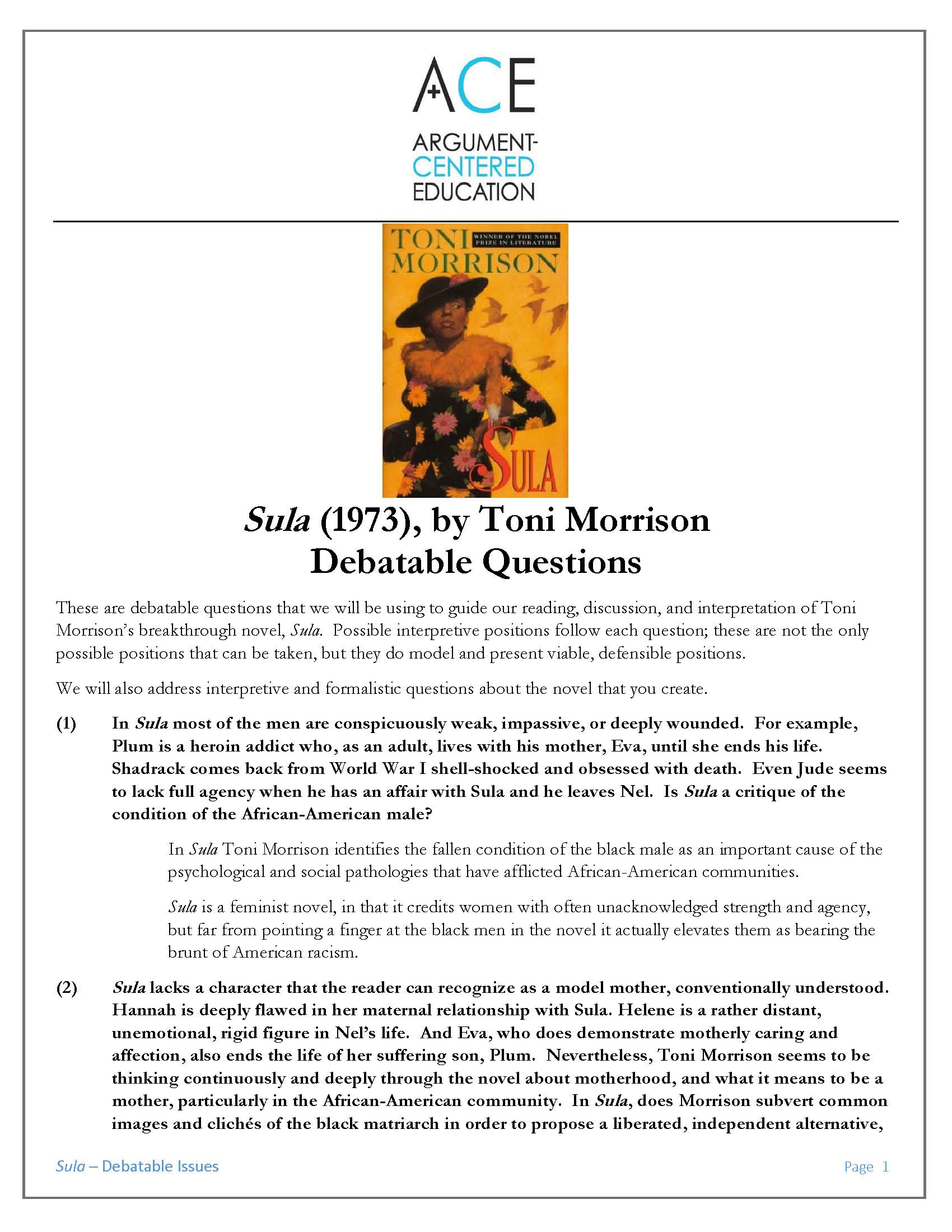 Literary analysis essay on sula picture